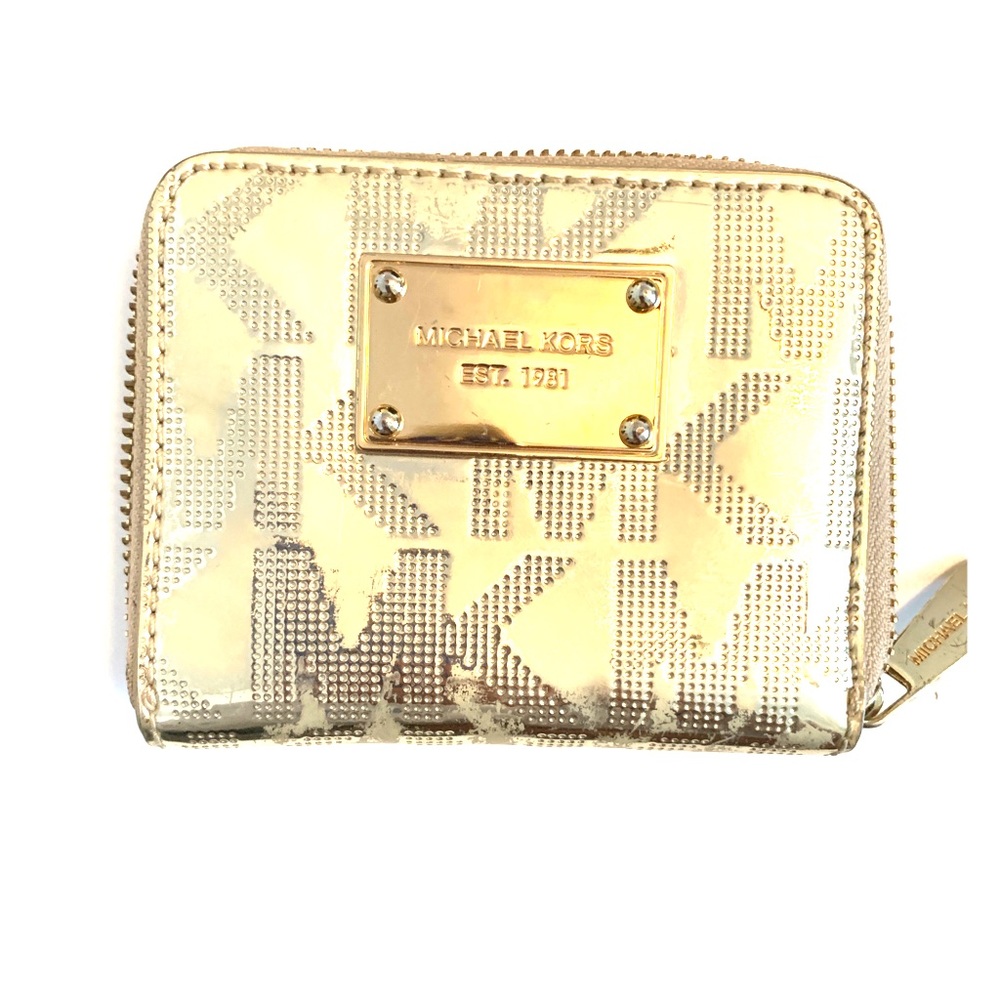 Gold MK by Michael Kors metallic wallet